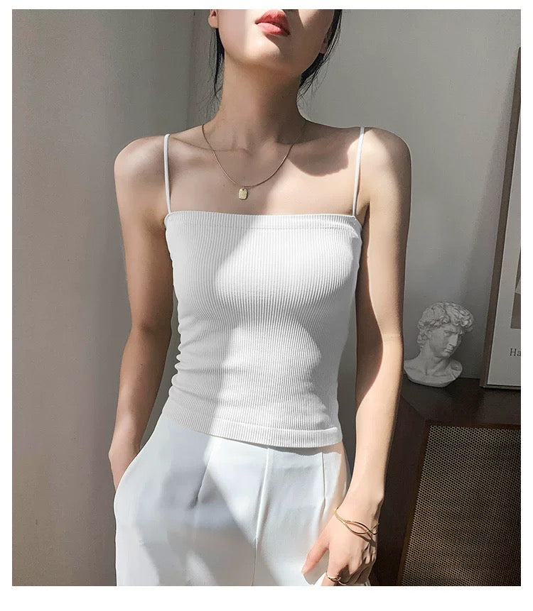 D.WHITE-Sling vest,Base layer top,Back - enhancing top