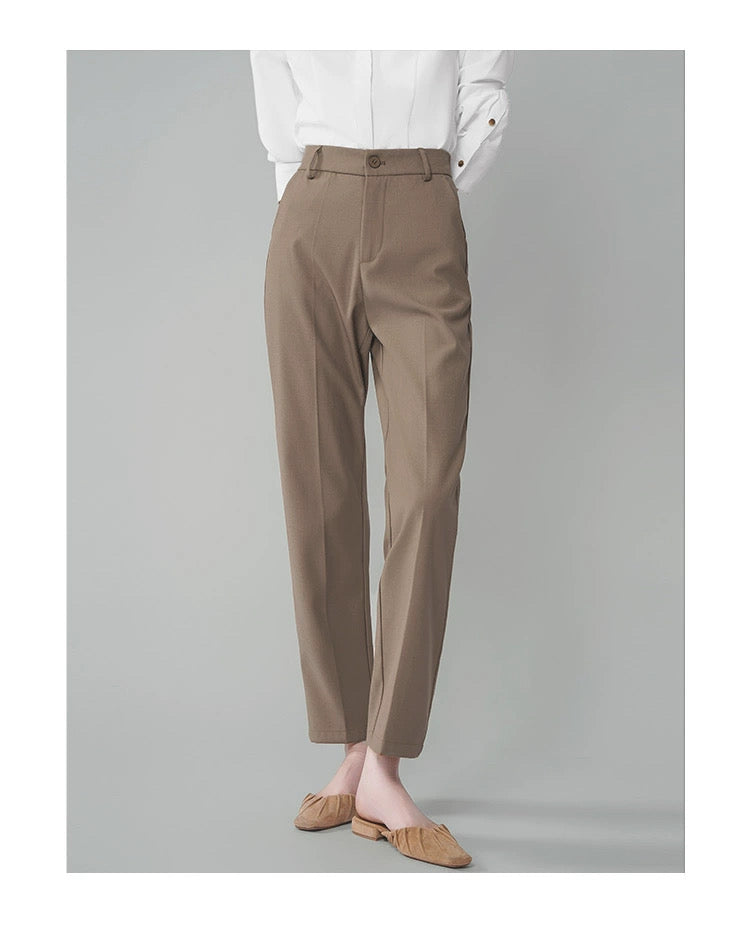 K.BROWN-Women's Grey High - waisted Straight - cut Suit Trousers with Good Drape, Suitable for Petite Figures in Workplace Commuting and as Workwear