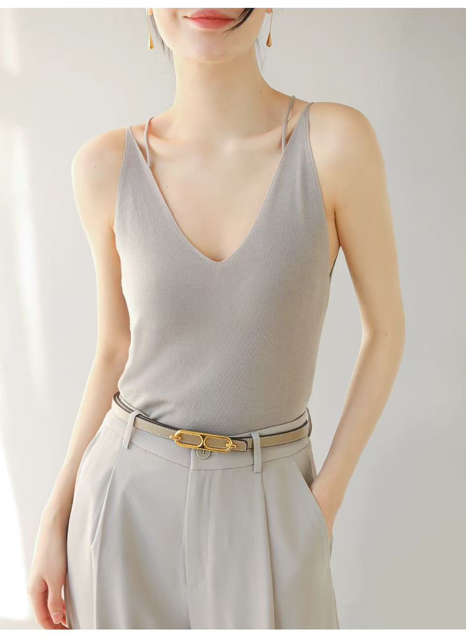 A.GREY-The elegant V - neck cross - back sling for women in spring 2025