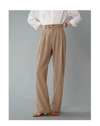 J.BROWN-Women's High - waisted Straight - cut Wide - leg Suit Trousers with Good Drape, suitable for Professional and Commuting as well as Casual Wear