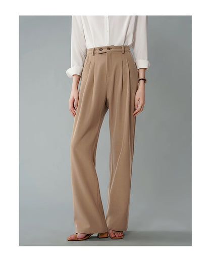 J.BROWN-Women's High - waisted Straight - cut Wide - leg Suit Trousers with Good Drape, suitable for Professional and Commuting as well as Casual Wear