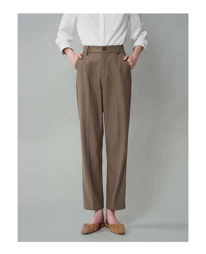 K.BROWN-Women's Grey High - waisted Straight - cut Suit Trousers with Good Drape, Suitable for Petite Figures in Workplace Commuting and as Workwear